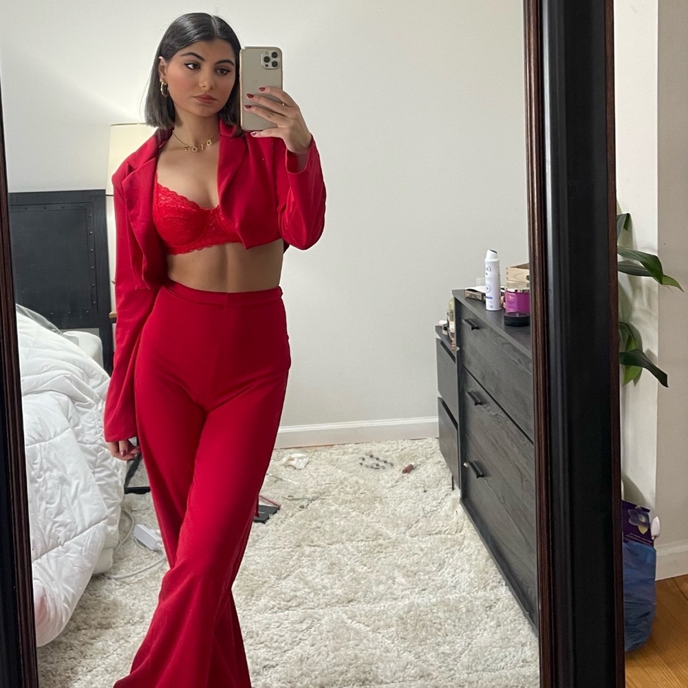 Red 2 Piece blazer set